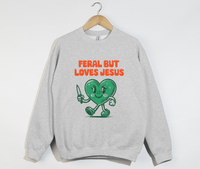 Load image into Gallery viewer, Feral But Loves Jesus - Christian Sweatshirt
