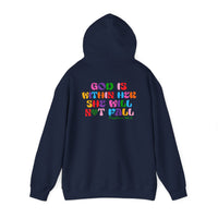 Load image into Gallery viewer, God is Within Her, She will not fall - Front And Back Printed Hoodie
