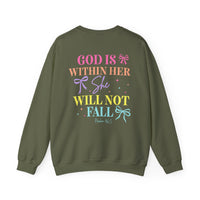 Load image into Gallery viewer, God Is Within Her she will not fall - Women's Christian Crewneck Sweatshirt