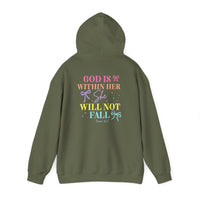 Load image into Gallery viewer, God Is Within Her Hoodie, Comfort Colors Shirt, Christian Bible Verse Sweatshirt, Coquette Jesus, Faith Based Christian Sweatshirt