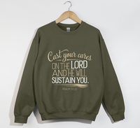 Load image into Gallery viewer, Cast Your Cares On The Lord And He will Sustain You - Sweatshirt
