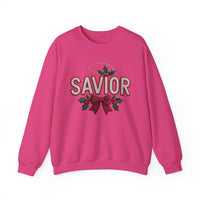 Load image into Gallery viewer, A Savior Is Born Faux Yarn Holiday Christian Sweatshirt