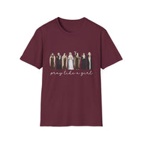 Load image into Gallery viewer, Pray Like a Girl - Catholic Women of Faith 100% Cotton Softstyle Tee