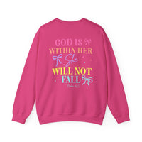 Load image into Gallery viewer, God Is Within Her she will not fall - Women's Christian Crewneck Sweatshirt