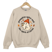 Load image into Gallery viewer, Pumpkin Spice And The Spirit Of Christ - Cute Ghost Pumpkin Spice Top, Autumn Women's Sweatshirt