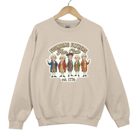 Load image into Gallery viewer, Founding Fathers Fan Club Sweatshirt, Patriotic 1776 Vintage Style Crewneck, American History Gift, USA Patriotic Pullover