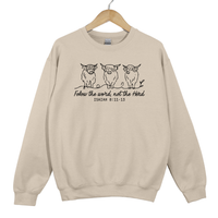 Load image into Gallery viewer, Follow The Word Not The Herd, Isaiah 8: 11-13, Worship Faith Jesus Shirt, Christian Cow Sweatshirt