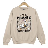 Load image into Gallery viewer, Off To Praise The Lord Goose Sweatshirt, Christian Women Faith Sweatshirt, Cute Bible Duck Shirt, Christian Gift for Women