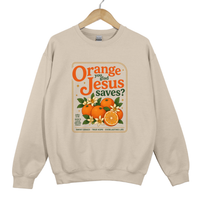 Load image into Gallery viewer, Orange Jesus Saves Sweatshirt - Fall Christian Sweatshirt