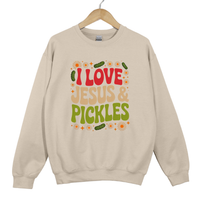 Load image into Gallery viewer, I Love Jesus and Pickles Shirt, Funny Christian Sweatshirt, Faith Humor Shirt, Cute Church Gift Idea, Salty And Saved