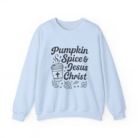 Load image into Gallery viewer, Fall Vibes Sweatshirt - Pumpkin Spice &amp; Jesus Christ
