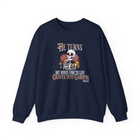 Load image into Gallery viewer, He Turns Graves Into Gardens, Christian Sweatshirt, Faith Shirt, Bible Verse, Jesus Shirt