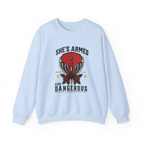 Load image into Gallery viewer, She's Armed and Dangerous, Christian Sweatshirt, Bible Verse Sweater, Women Shirt, Ephesian 6:17