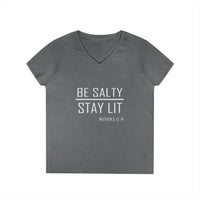 Load image into Gallery viewer, Be Salty Stay Lit - Women's V-Neck Tee