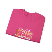 Load image into Gallery viewer, Fall for Jesus Sweatshirt, He Never Leaves, Christian Unisex Faith Pullover
