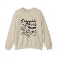 Load image into Gallery viewer, Fall Vibes Sweatshirt - Pumpkin Spice &amp; Jesus Christ
