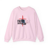 Load image into Gallery viewer, Faith Over Fear, American Flag Shirt, Patriotic Christian Shirt, Faith Cross Shirt, USA Shirt, America Sweatshirt