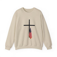 Load image into Gallery viewer, American Flag Cross Shirt - Patriotic Christian Sweatshirt
