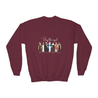 Load image into Gallery viewer, Pray Like a Girl with names - Youth Crewneck Sweatshirt