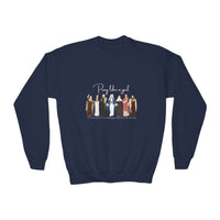 Load image into Gallery viewer, Pray Like a Girl with names - Youth Crewneck Sweatshirt