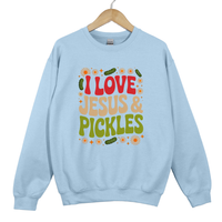 Load image into Gallery viewer, I Love Jesus and Pickles Shirt, Funny Christian Sweatshirt, Faith Humor Shirt, Cute Church Gift Idea, Salty And Saved