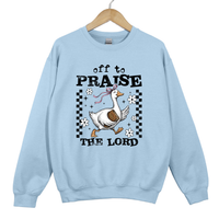 Load image into Gallery viewer, Off To Praise The Lord Goose Sweatshirt, Christian Women Faith Sweatshirt, Cute Bible Duck Shirt, Christian Gift for Women