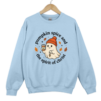 Load image into Gallery viewer, Pumpkin Spice And The Spirit Of Christ - Cute Ghost Pumpkin Spice Top, Autumn Women's Sweatshirt