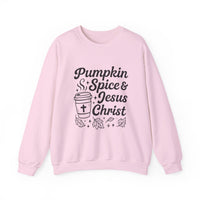 Load image into Gallery viewer, Fall Vibes Sweatshirt - Pumpkin Spice &amp; Jesus Christ
