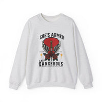 Load image into Gallery viewer, She's Armed and Dangerous, Christian Sweatshirt, Bible Verse Sweater, Women Shirt, Ephesian 6:17
