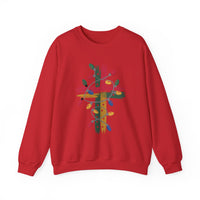 Load image into Gallery viewer, Christmas Cross Sweatshirt, Christian Holiday Lights Cross, Jesus Faith Shirt Gift