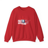 Load image into Gallery viewer, Faith Over Fear, American Flag Shirt, Patriotic Christian Shirt, Faith Cross Shirt, USA Shirt, America Sweatshirt