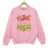 Load image into Gallery viewer, I Love Jesus and Pickles Shirt, Funny Christian Sweatshirt, Faith Humor Shirt, Cute Church Gift Idea, Salty And Saved