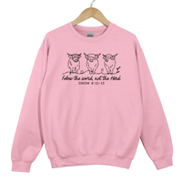 Load image into Gallery viewer, Follow The Word Not The Herd, Isaiah 8: 11-13, Worship Faith Jesus Shirt, Christian Cow Sweatshirt
