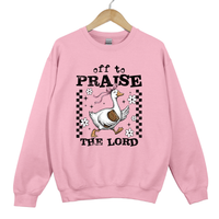 Load image into Gallery viewer, Off To Praise The Lord Goose Sweatshirt, Christian Women Faith Sweatshirt, Cute Bible Duck Shirt, Christian Gift for Women