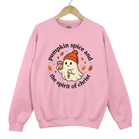 Load image into Gallery viewer, Pumpkin Spice And The Spirit Of Christ - Cute Ghost Pumpkin Spice Top, Autumn Women's Sweatshirt