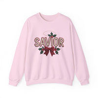 Load image into Gallery viewer, A Savior Is Born Faux Yarn Holiday Christian Sweatshirt