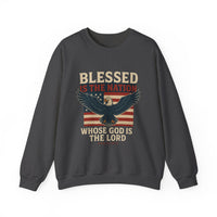 Load image into Gallery viewer, Religious Patriotic Sweatshirt, Christian American Pullover, Blessed Nation Crewneck Jumper, God is the Lord Top, USA Flag Shirt