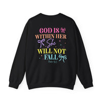 Load image into Gallery viewer, God Is Within Her she will not fall - Women's Christian Crewneck Sweatshirt