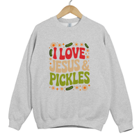 Load image into Gallery viewer, I Love Jesus and Pickles Shirt, Funny Christian Sweatshirt, Faith Humor Shirt, Cute Church Gift Idea, Salty And Saved
