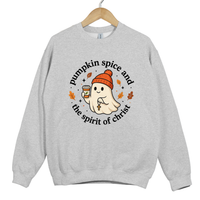 Load image into Gallery viewer, Pumpkin Spice And The Spirit Of Christ - Cute Ghost Pumpkin Spice Top, Autumn Women's Sweatshirt