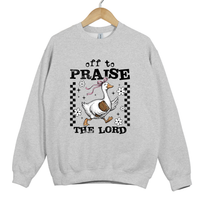 Load image into Gallery viewer, Off To Praise The Lord Goose Sweatshirt, Christian Women Faith Sweatshirt, Cute Bible Duck Shirt, Christian Gift for Women