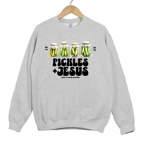 Load image into Gallery viewer, Pickles and Jesus, Salty and Saved Christian Sweatshirt, Christian Humor, Faith Based Gift, Be Salty and Lit