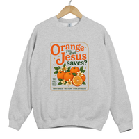 Load image into Gallery viewer, Orange Jesus Saves Sweatshirt - Fall Christian Sweatshirt