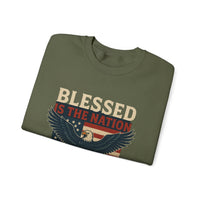 Load image into Gallery viewer, Religious Patriotic Sweatshirt, Christian American Pullover, Blessed Nation Crewneck Jumper, God is the Lord Top, USA Flag Shirt