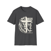 Load image into Gallery viewer, Man of Faith, Jesus Lion Cross Shirt, Christian Tee, Bible Verse Shirt, Unisex Tee, Christian Gift