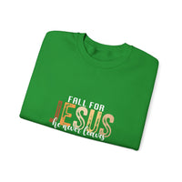 Load image into Gallery viewer, Fall for Jesus Sweatshirt, He Never Leaves, Christian Unisex Faith Pullover
