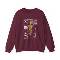 Load image into Gallery viewer, She's Armed and Dangerous, Christian Sweatshirt, Bible Verse Sweater, Women Shirt, Ephesian 6:17