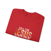 Load image into Gallery viewer, Fall for Jesus Sweatshirt, He Never Leaves, Christian Unisex Faith Pullover
