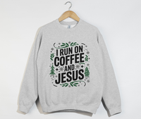 Load image into Gallery viewer, I Run On Coffee And Jesus - Christmas Sweatshirt
