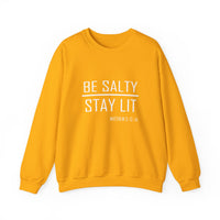 Load image into Gallery viewer, Be Salty - Stay lit Matthew 5 Sweatshirt - Ships fast from Canada
